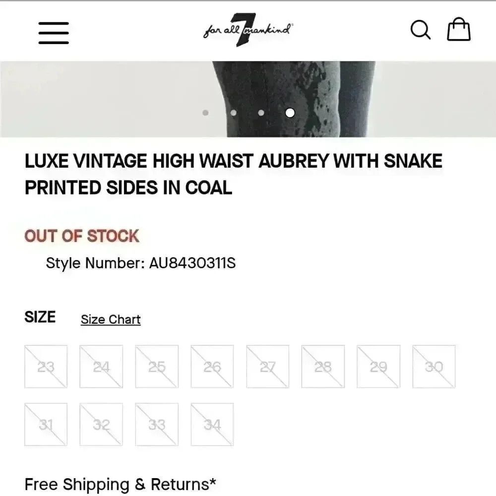 7 For All Mankind Black Luxe Vintage Aubrey Snake Print Skinny Jeans Size 29 - Picture 13 of 13